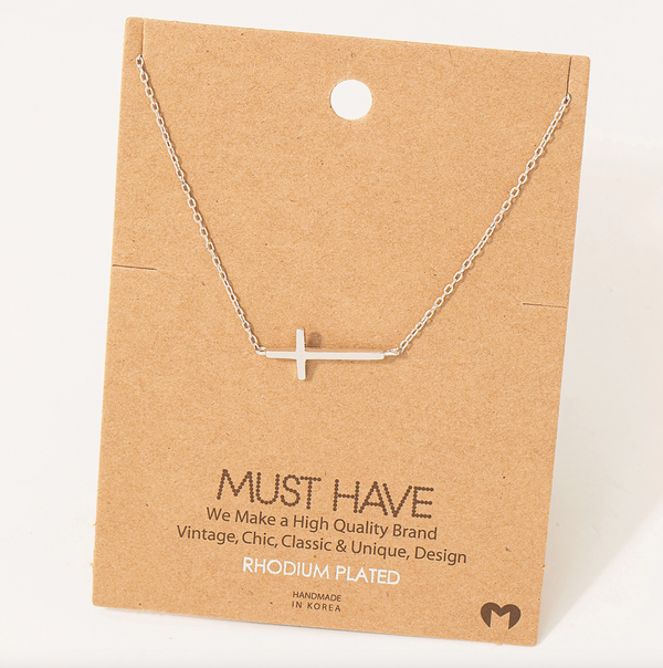 Side Cross Pendant Necklace