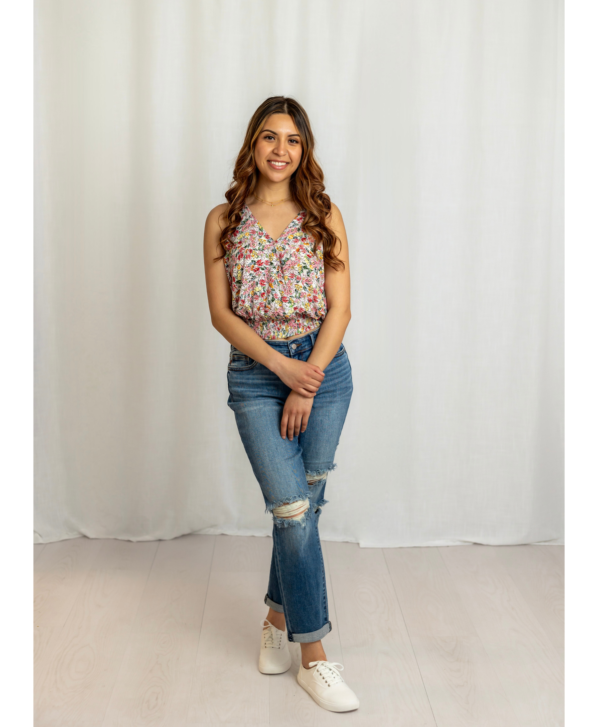 Sarah Floral Cropped Tank Top
