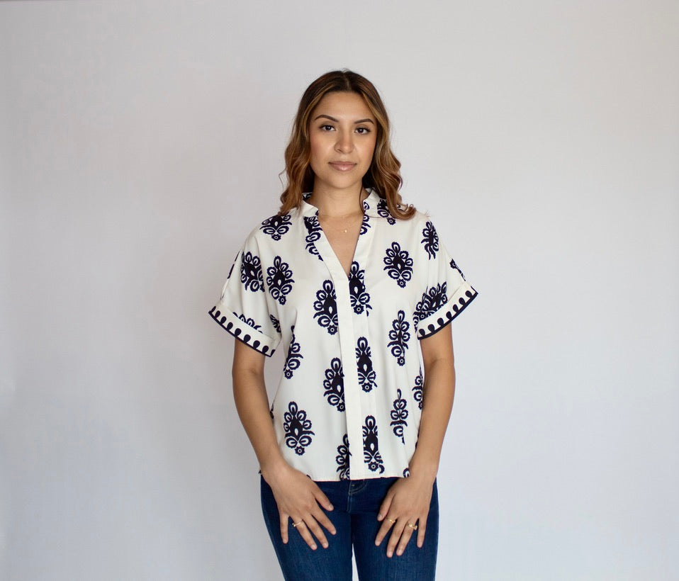 Aria Boho V-Neck Blouse - FINAL SALE