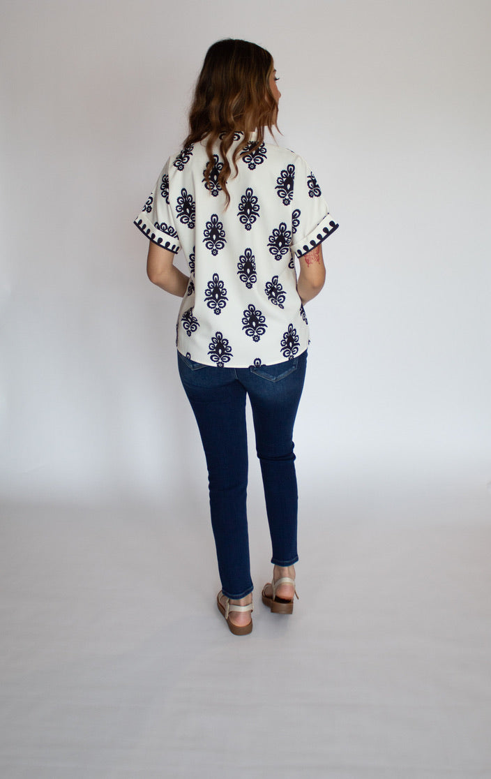 Aria Boho V-Neck Blouse - FINAL SALE