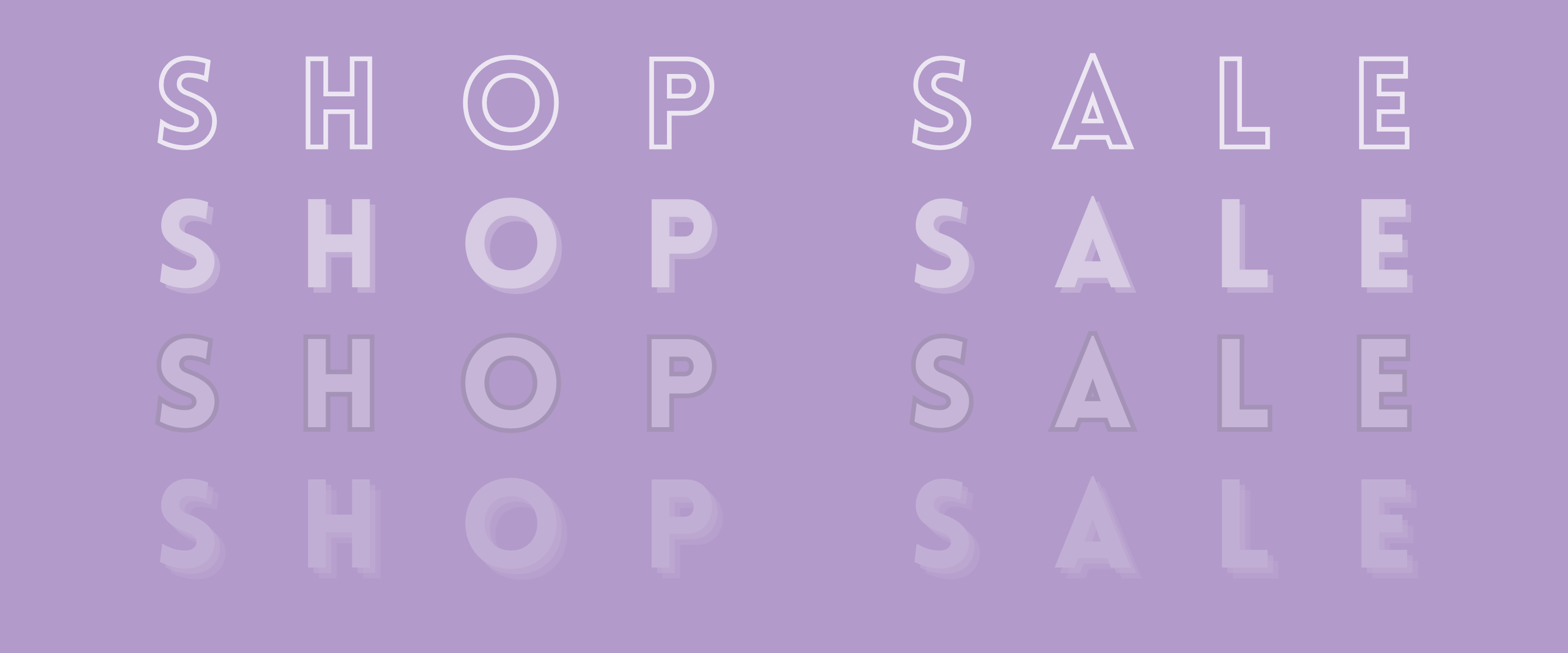 Repetitive 'SHOP SALE' text on a purple background