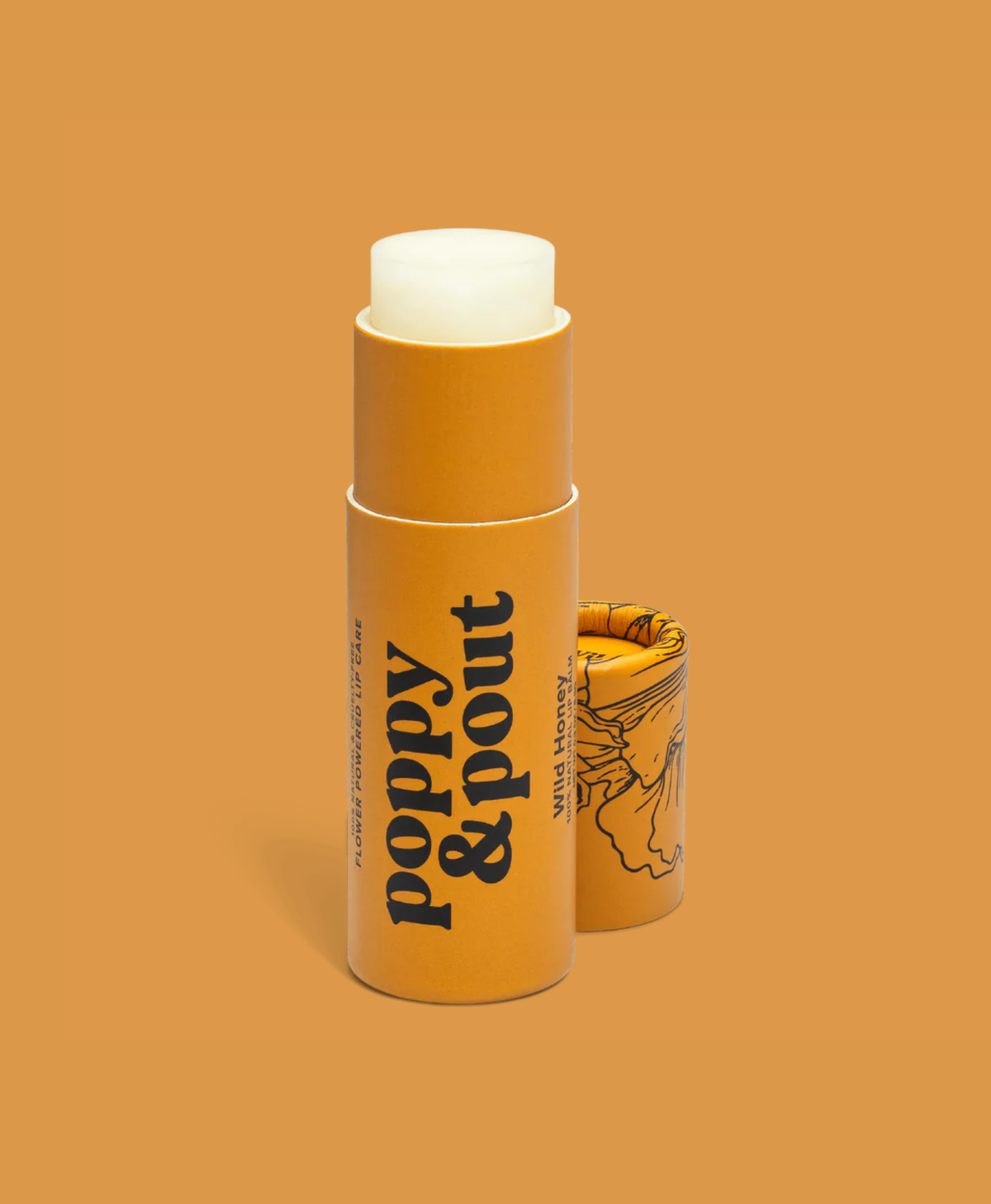 Lip balm with packaging on a matching yellowish background